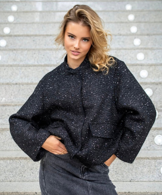 'Sparkle Bomber' Black Jacket