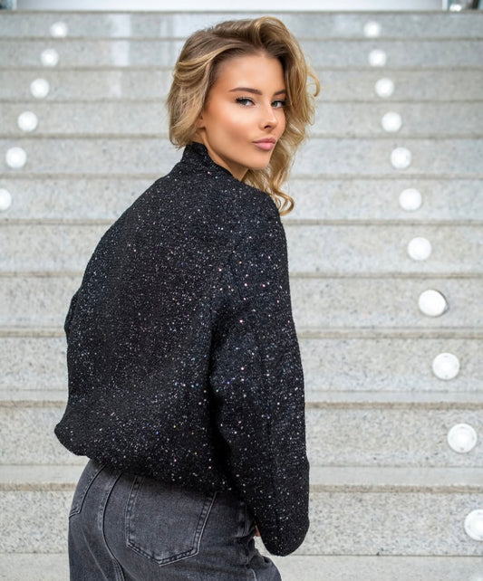 'Sparkle Bomber' Black Jacket