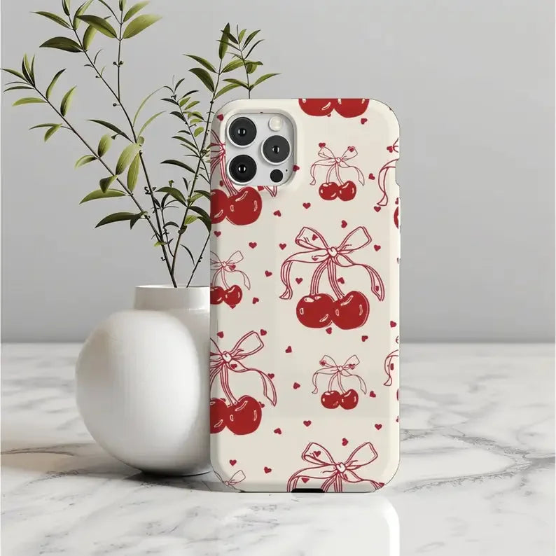 'Red Cherries Coquette' Phone Case