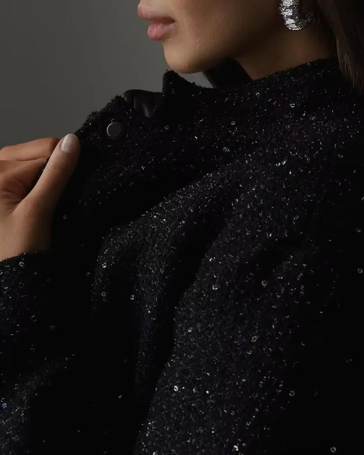 Sparkle Bomber Black Jacket