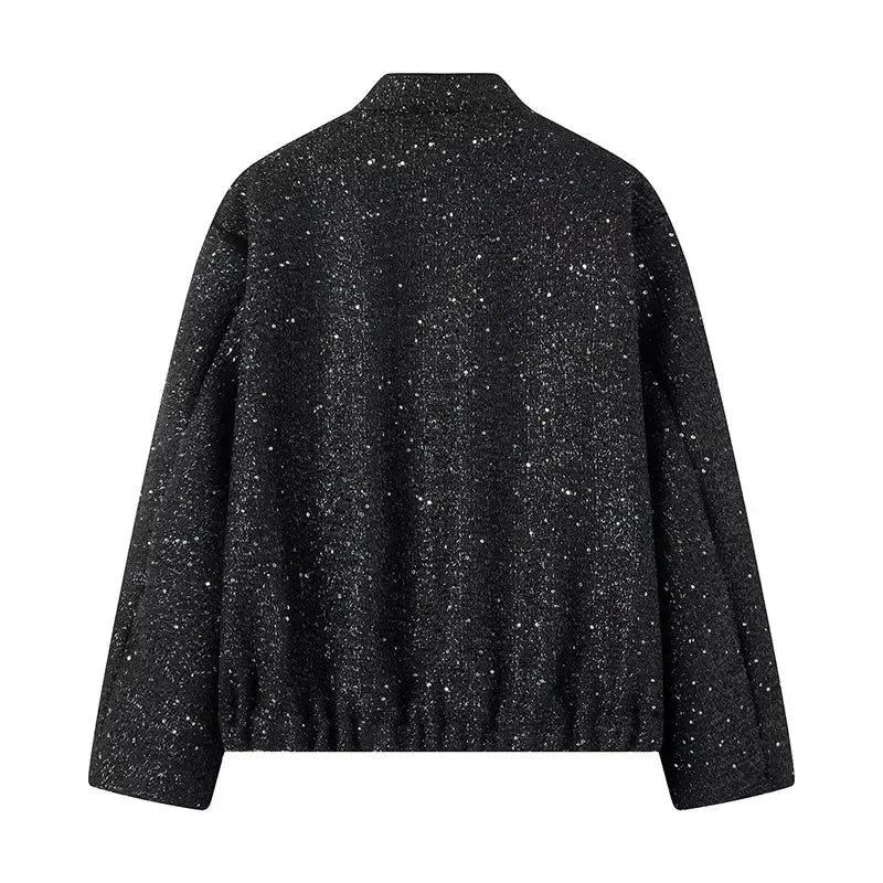 Sparkle Bomber Black Jacket