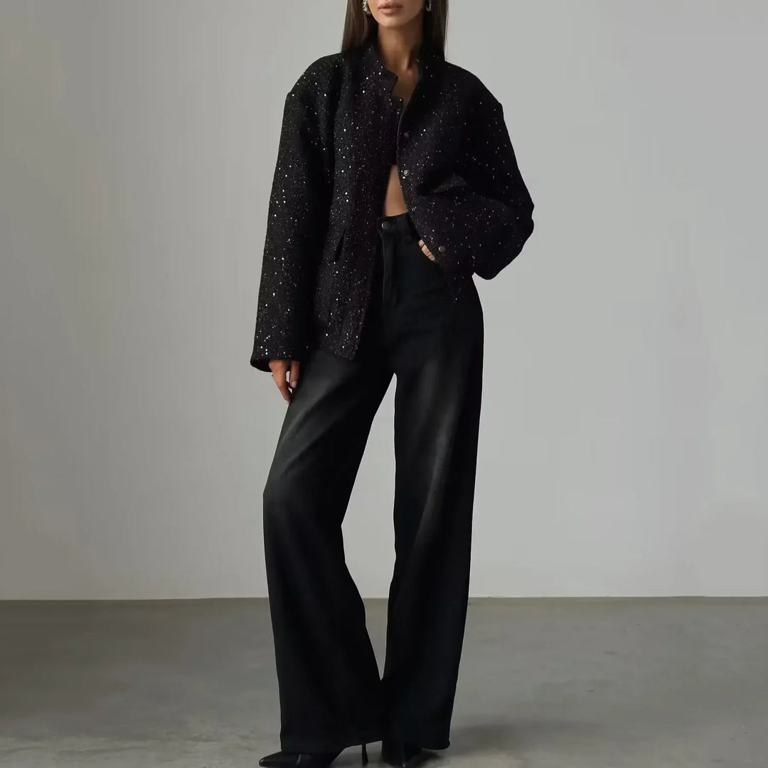 Sparkle Bomber Black Jacket