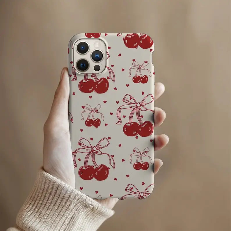 'Red Cherries Coquette' Phone Case