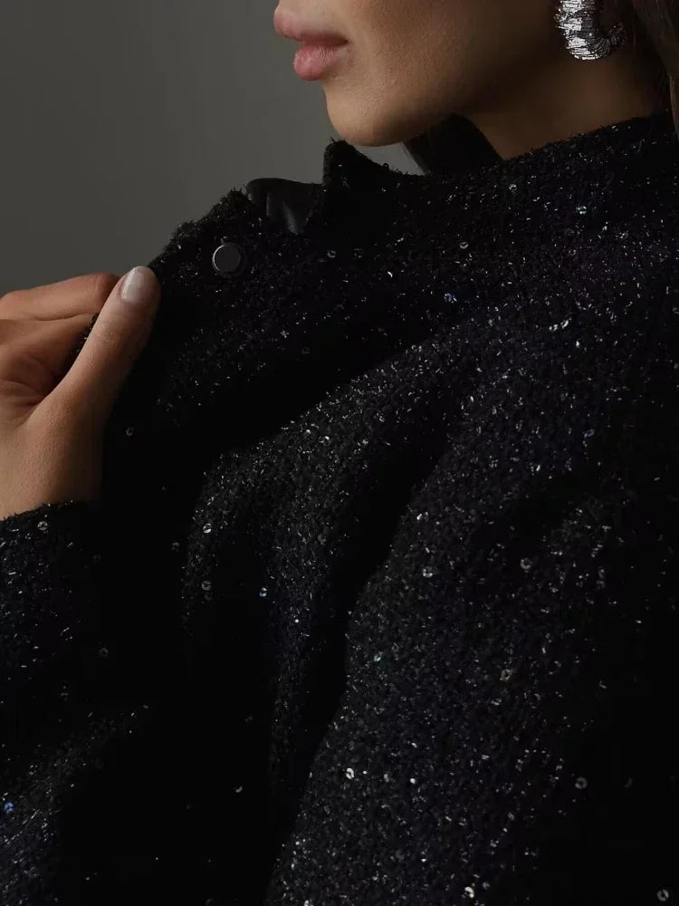 Sparkle Bomber Black Jacket