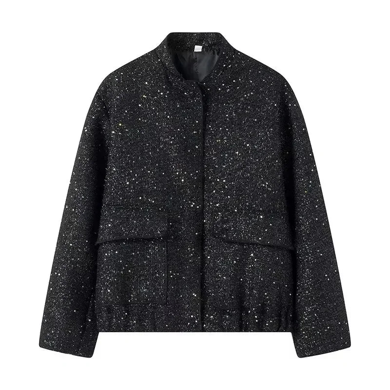 'Sparkle Bomber' Black Jacket