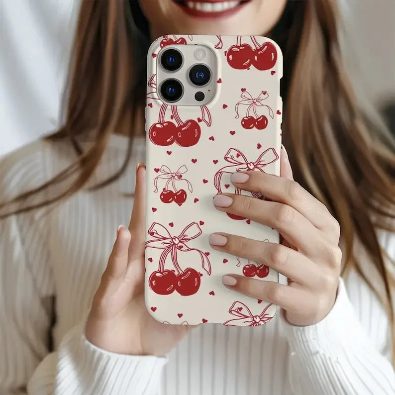 'Red Cherries Coquette' Phone Case